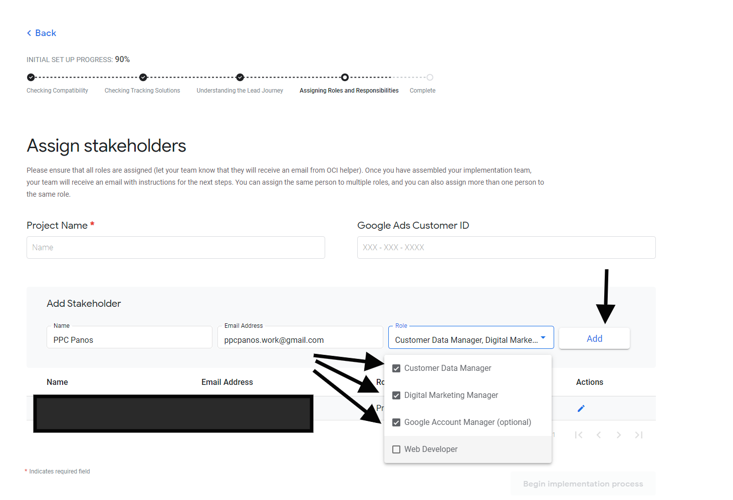PPC Panos OCI Helper Project Dashboard get started Assign roles