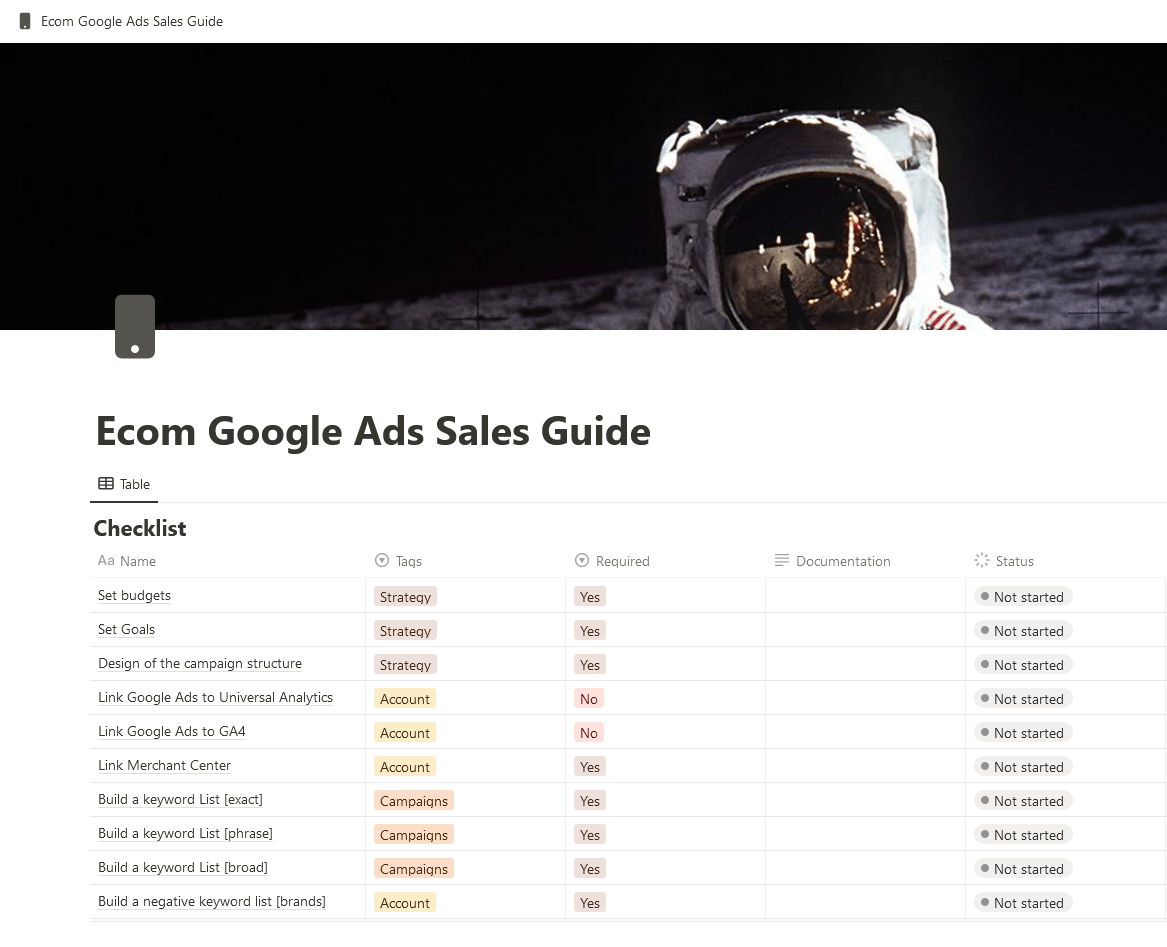 Google Ads Account Audit template